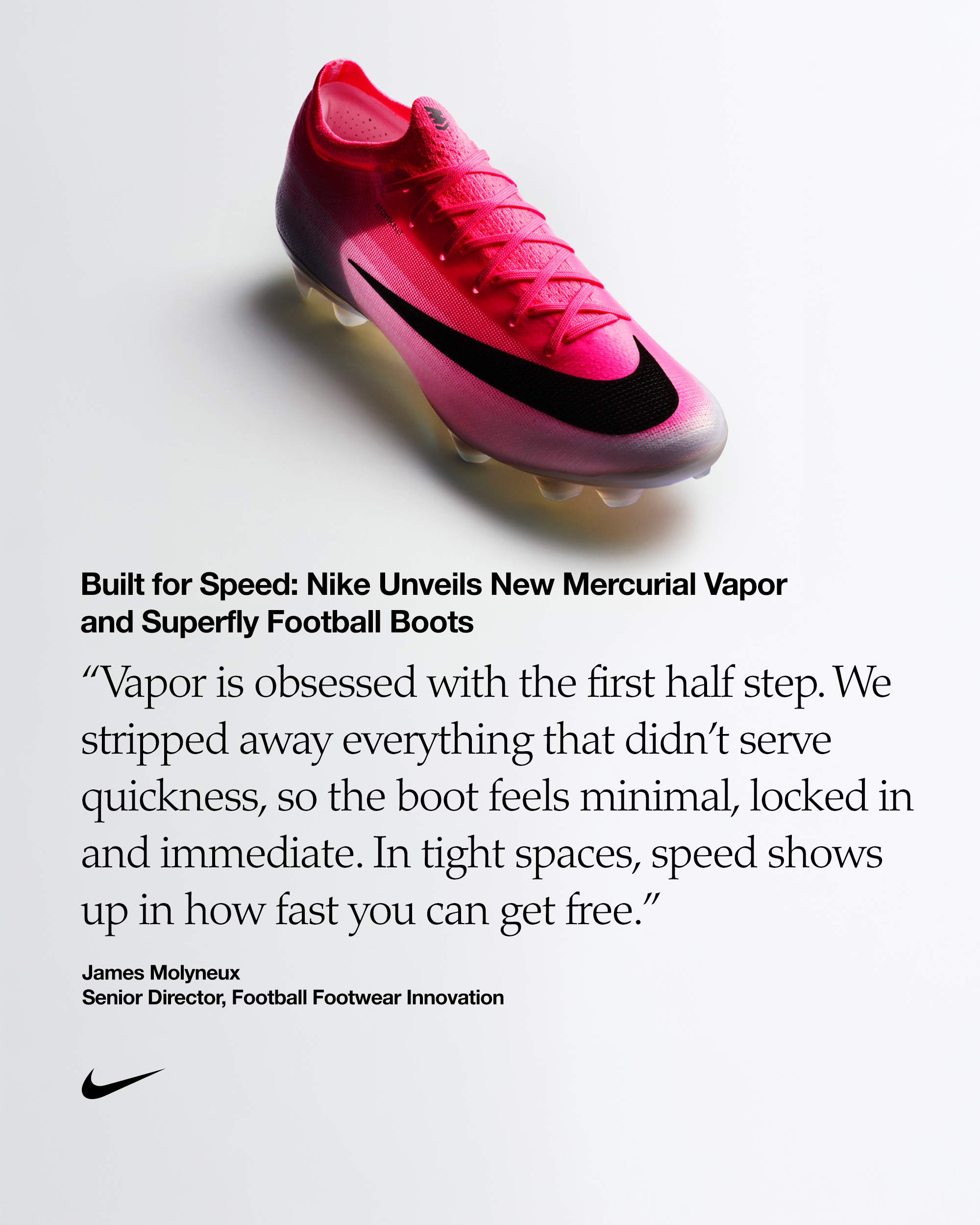 スピードを追求したデザイン：Nikeがサッカースパイクの新作