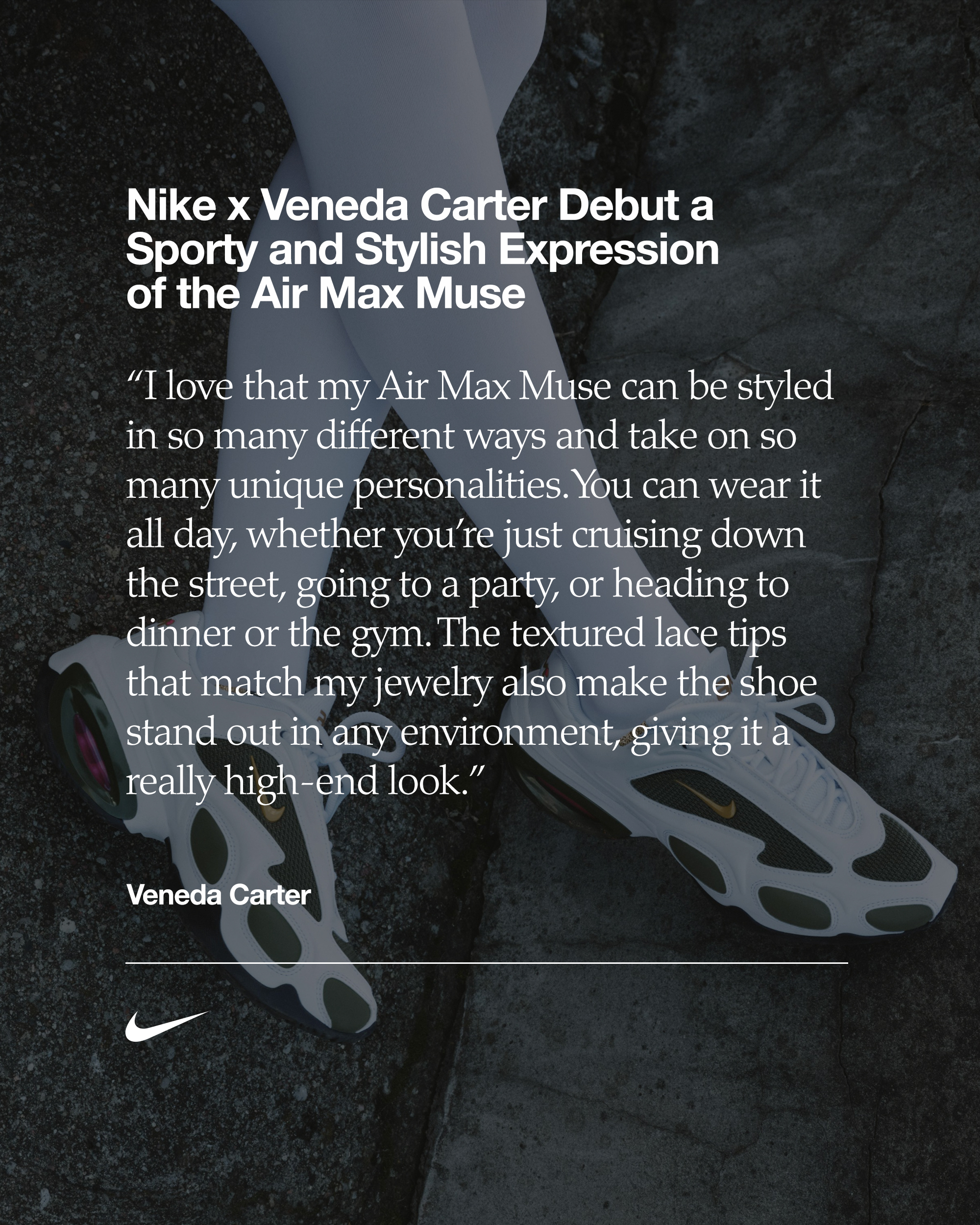 【Nike】 (W)Nike x Veneda Carter Air Max ナイキ ダンクロー Women's Air Max Muse x Veneda Carter 'White and Cargo Khaki