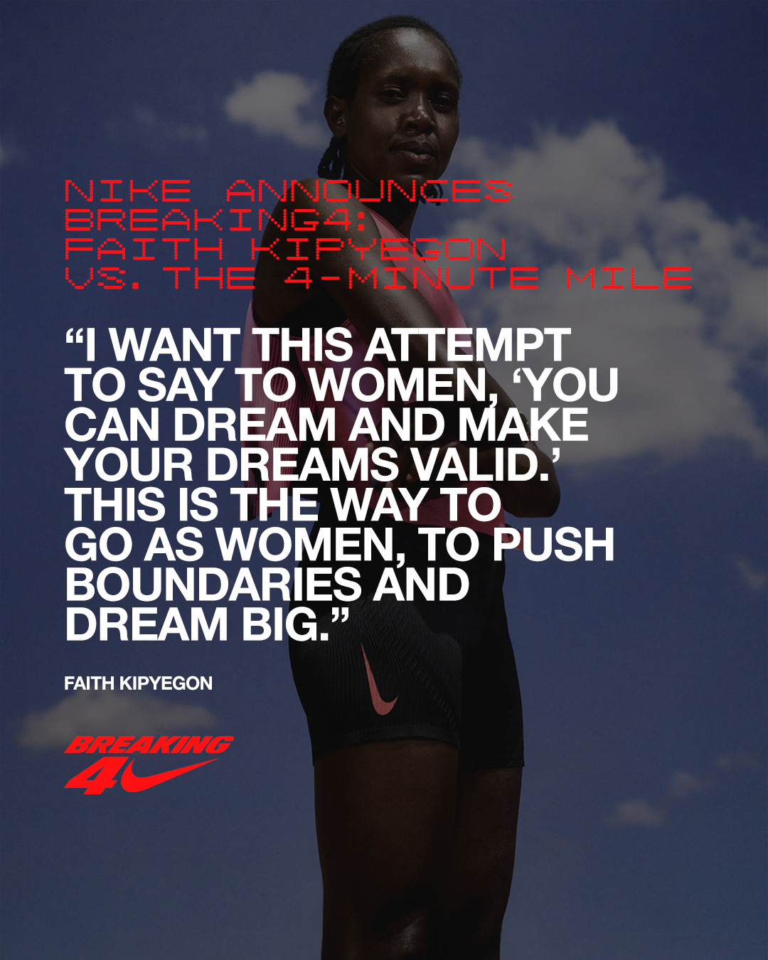 Nikeが「Breaking4：フェイス・キピエゴン対1マイル4分の壁」を発表