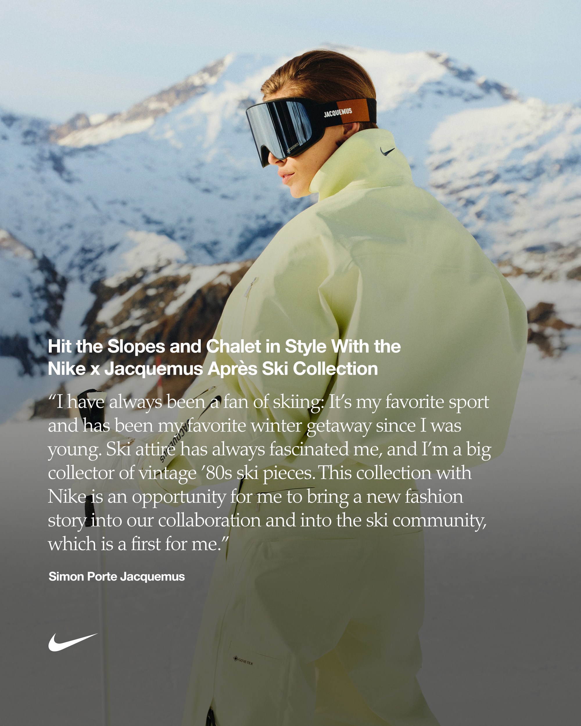 Nike x ジャックムスのAprès Ski コレクションで、ゲレンデでも