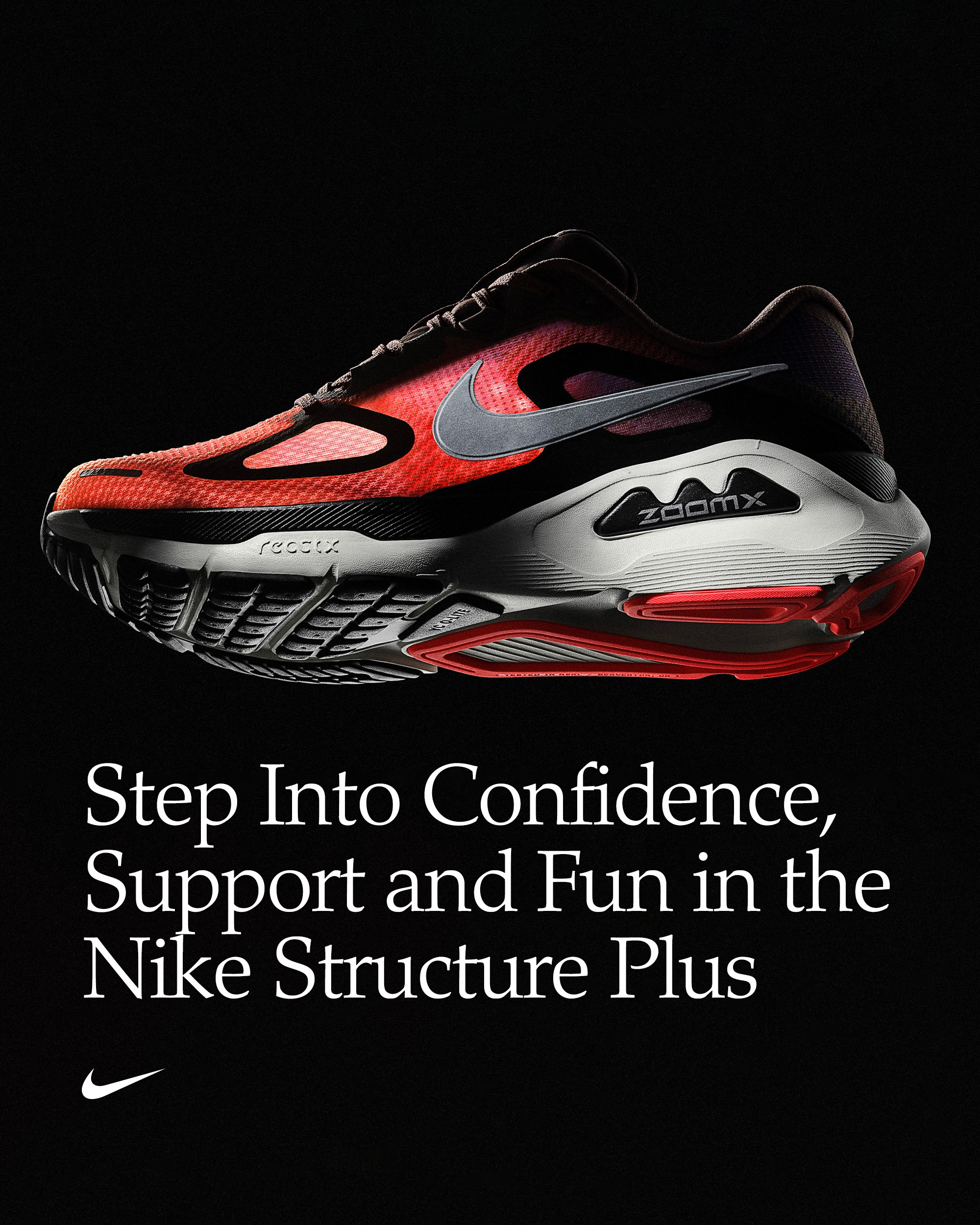 サポート性に優れたナイキ ストラクチャー プラスを味方に、自信に溢れ