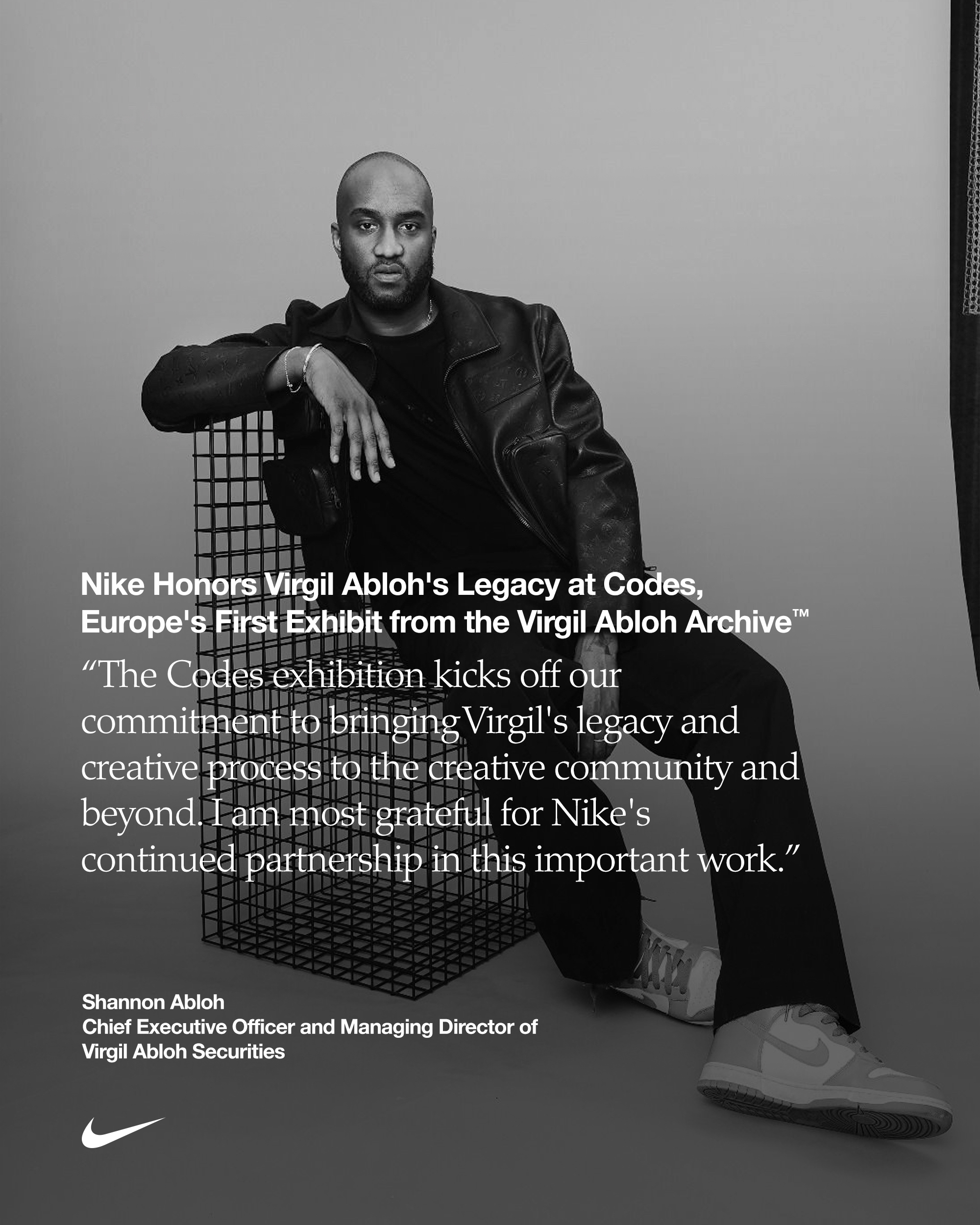 Nike、ヨーロッパ初のVirgil Abloh Archive™展覧会『The Codes』で