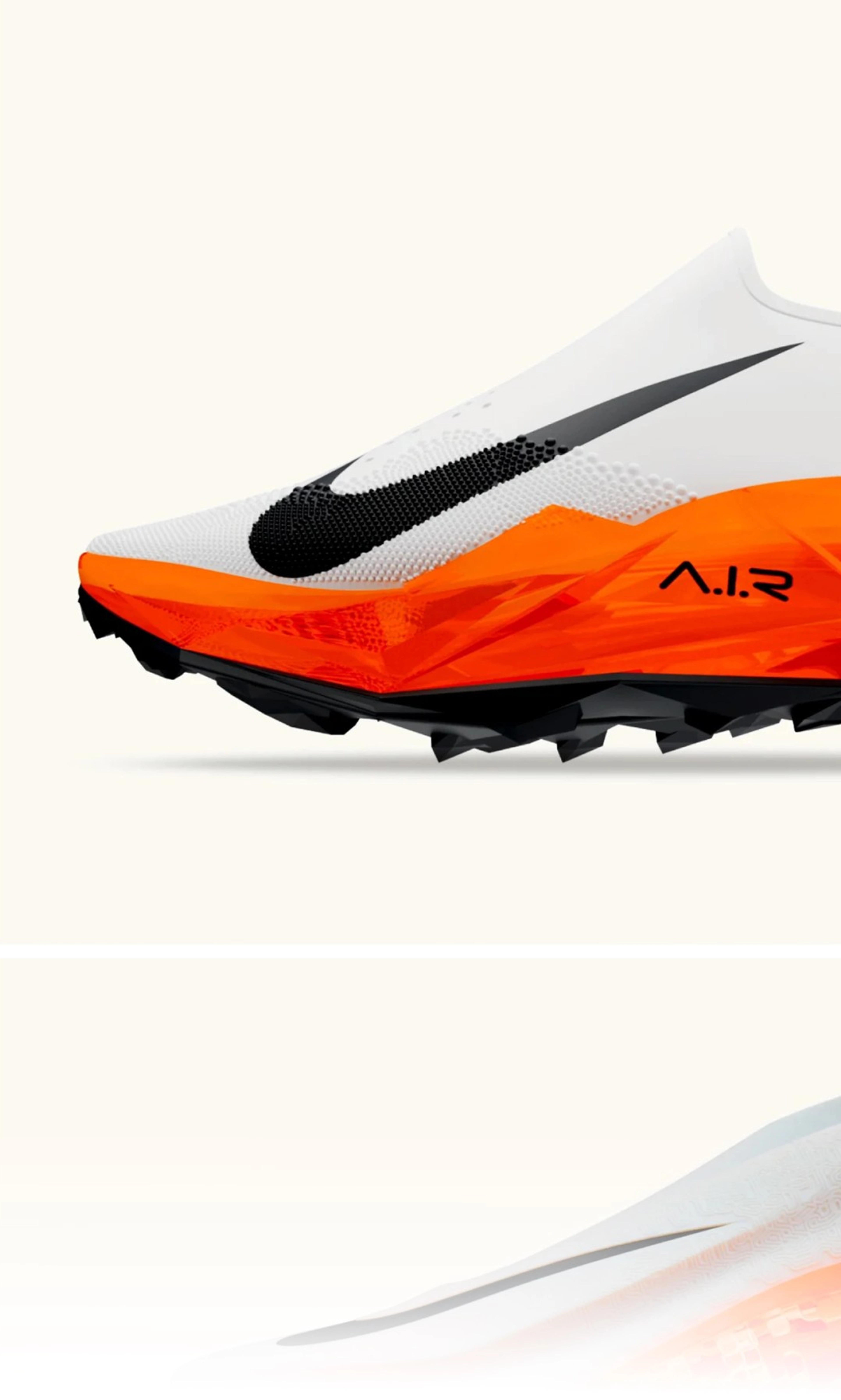 A collage of Nike Air prototypes in sail with a total orange air unit.