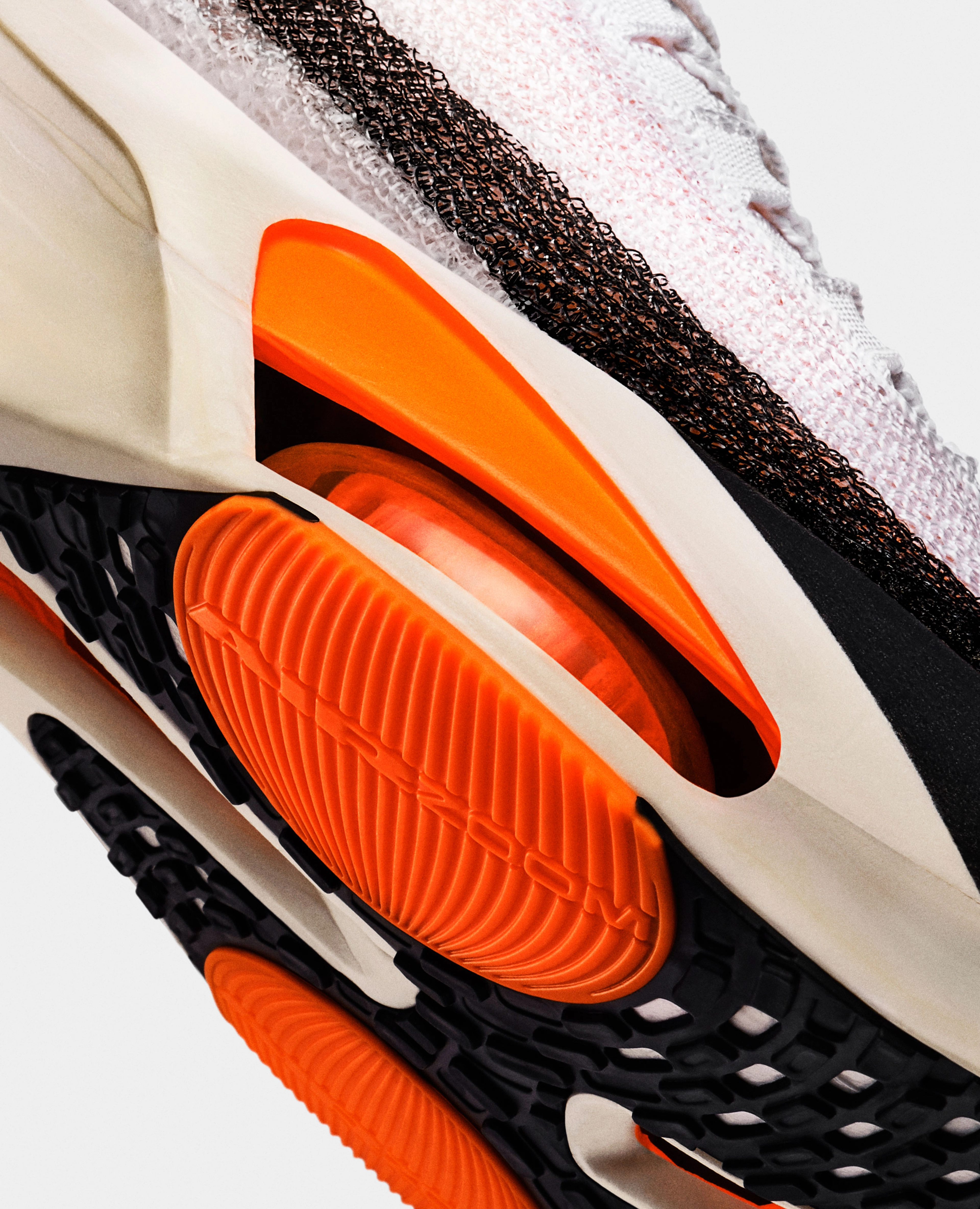 Detail view of the Nike Alphafly 3 featuring the air zoom unit.
