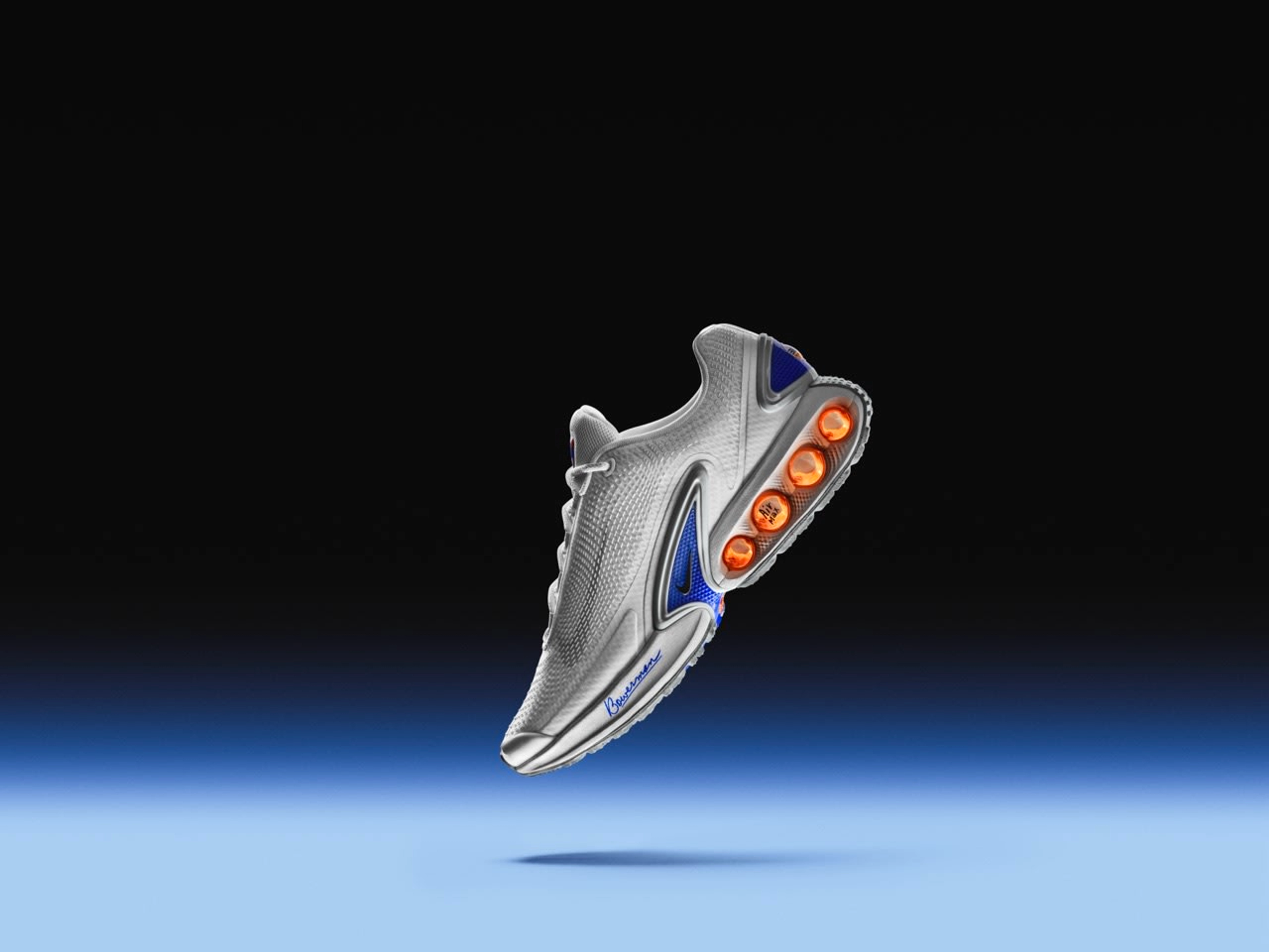 Left view of the Nike Air Max Dn in white.