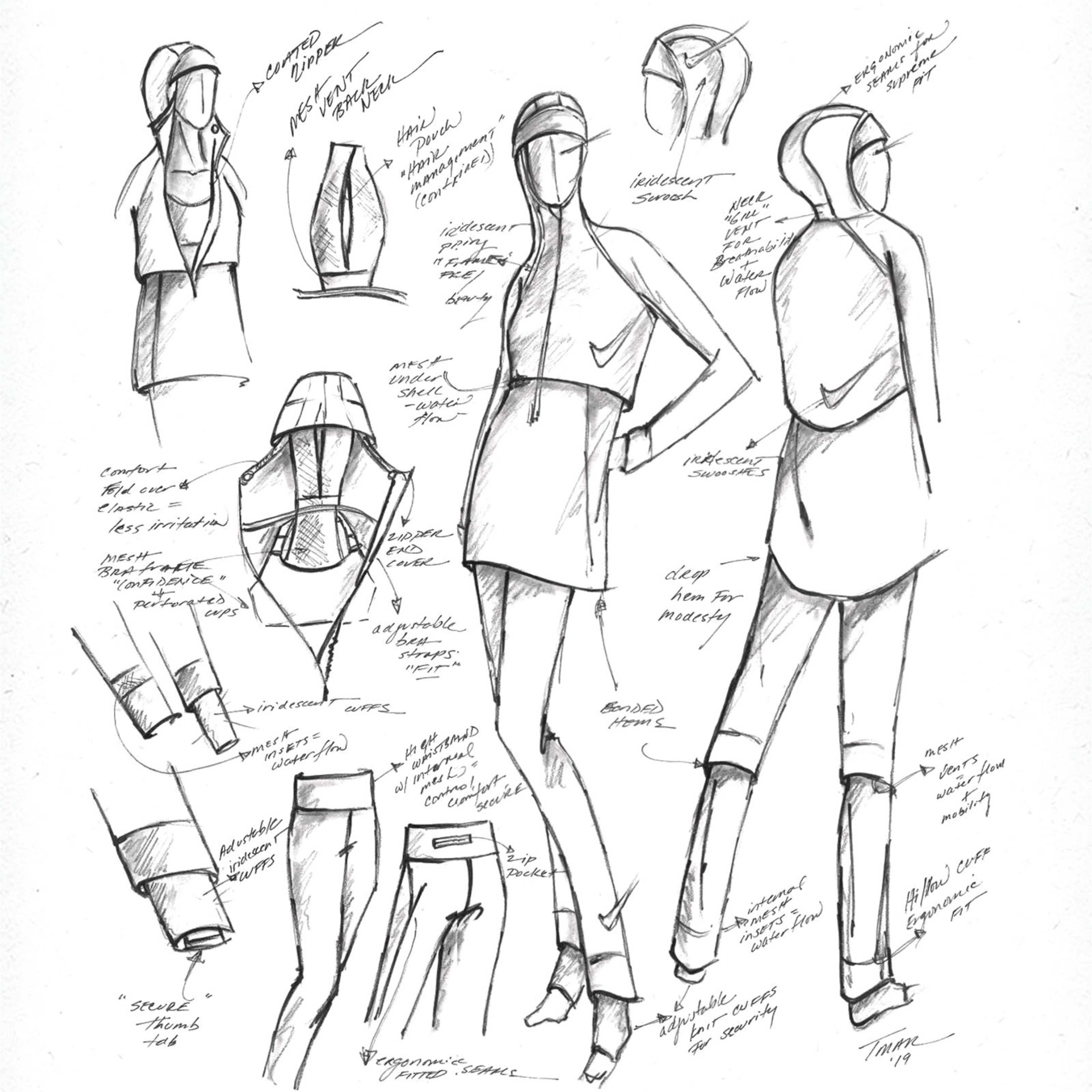 Modest Swim Details Sketch